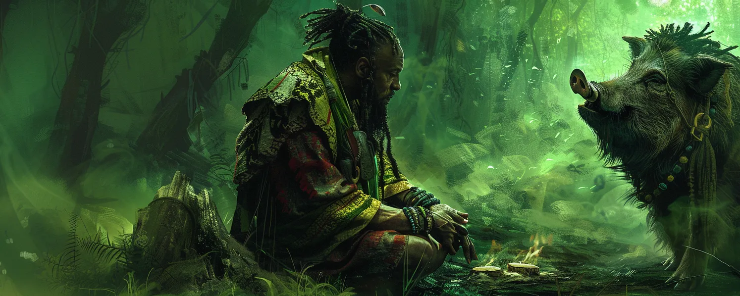 Atmospheric image depicting a practitioner of the Shaman